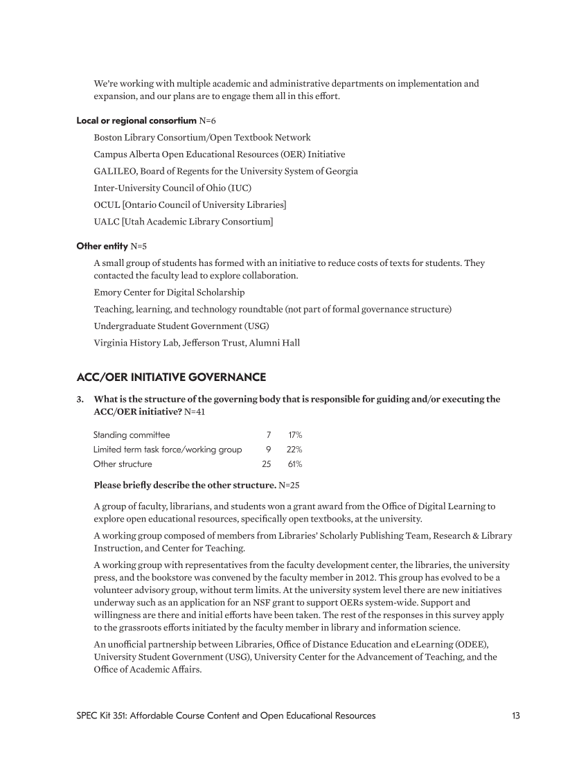 SPEC Kit 351: Affordable Course Content and Open Educational Resources (July 2016) page 13