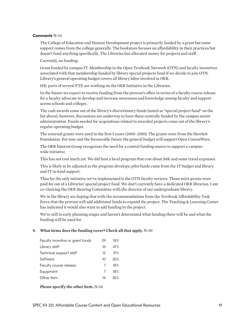 SPEC Kit 351: Affordable Course Content and Open Educational Resources (July 2016) page 19