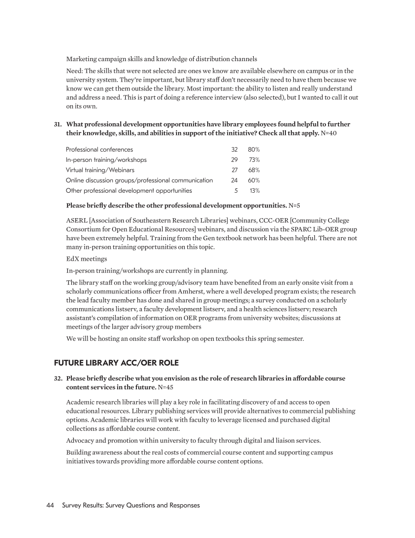 SPEC Kit 351: Affordable Course Content and Open Educational Resources (July 2016) page 44