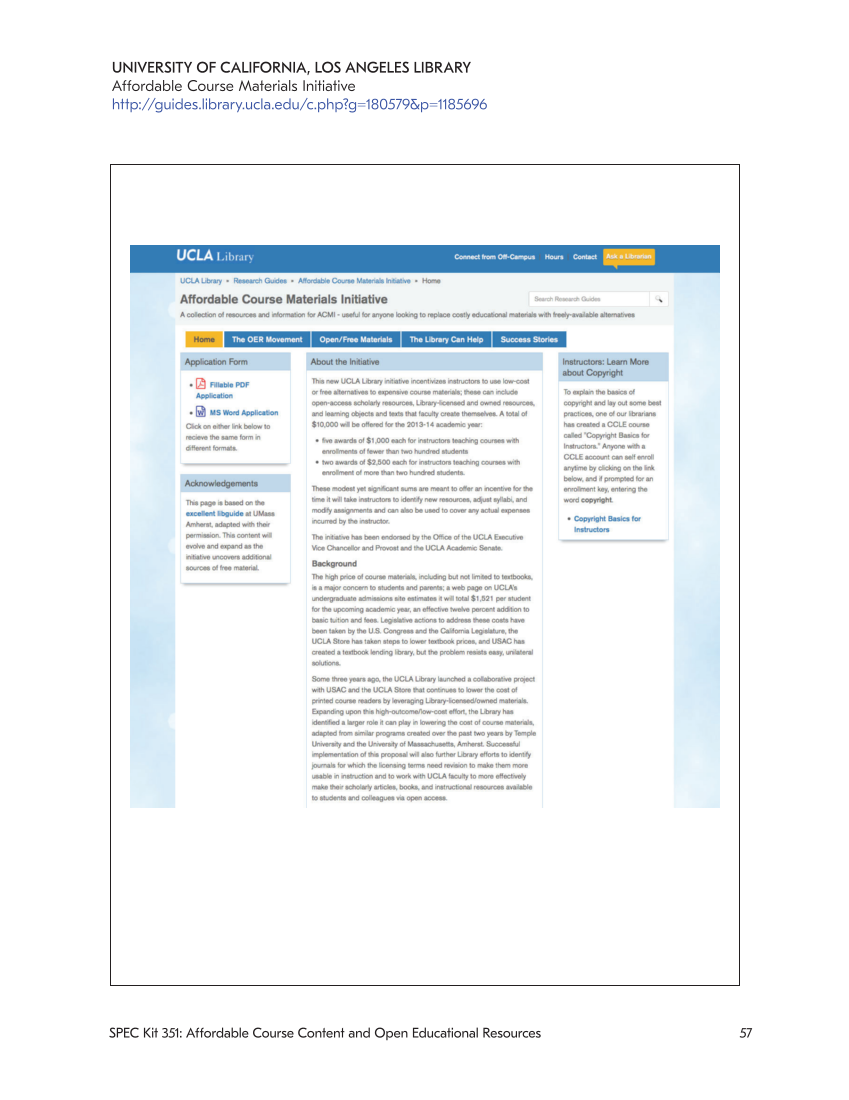 SPEC Kit 351: Affordable Course Content and Open Educational Resources (July 2016) page 57