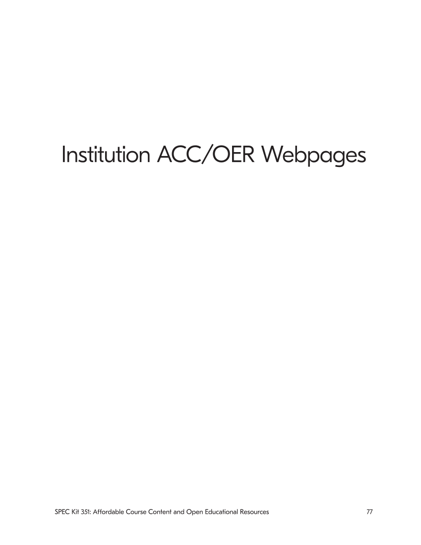 SPEC Kit 351: Affordable Course Content and Open Educational Resources (July 2016) page 77