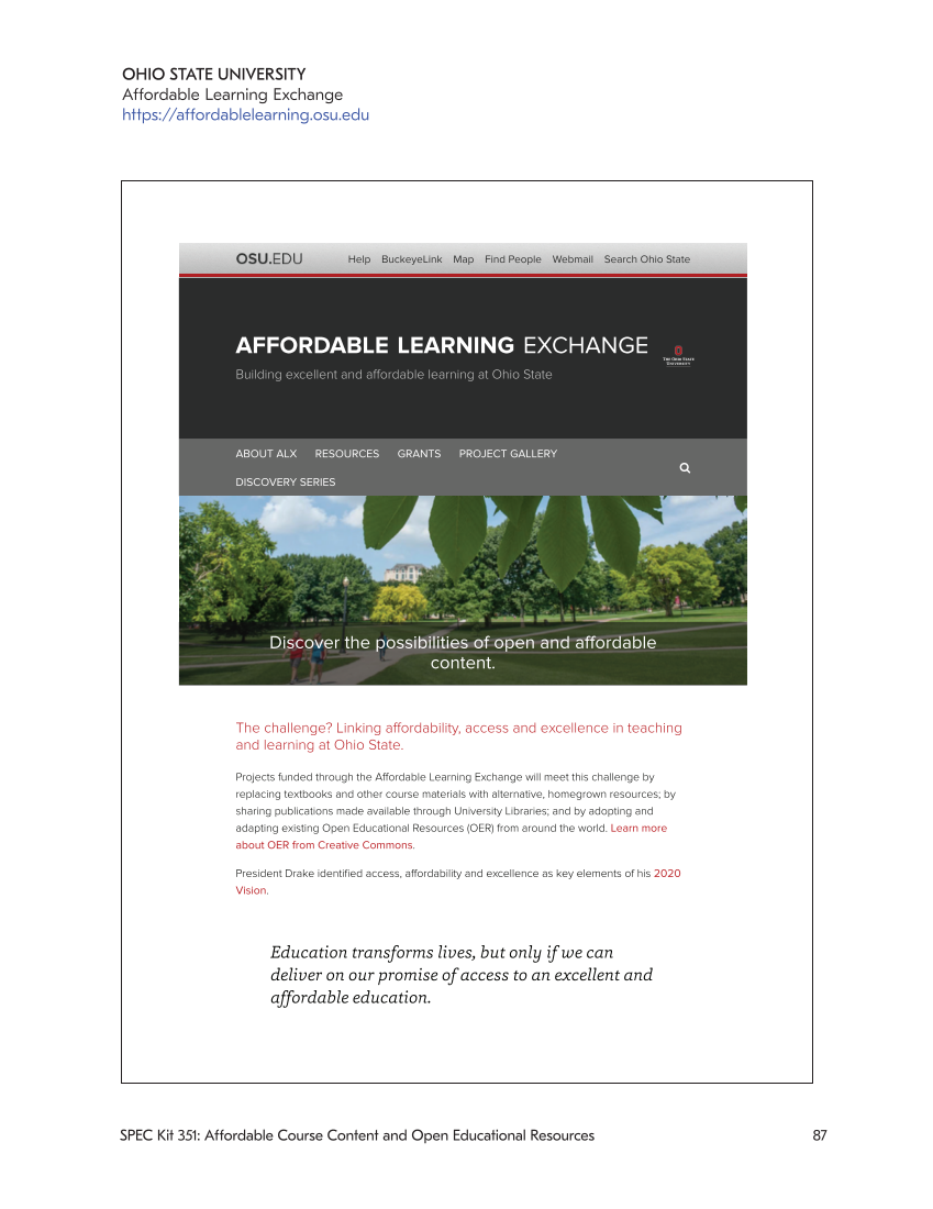 SPEC Kit 351: Affordable Course Content and Open Educational Resources (July 2016) page 87