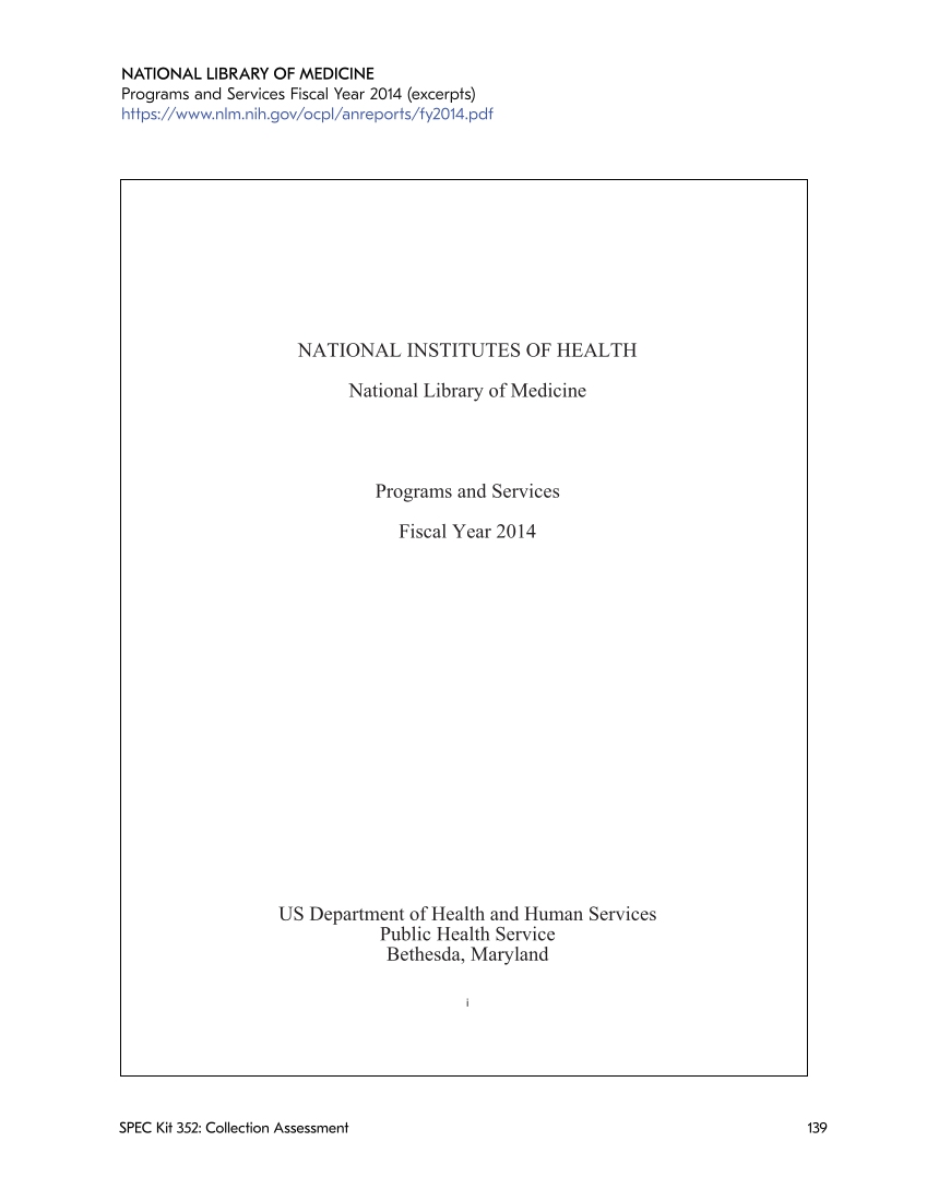 SPEC Kit 352: Collection Assessment (September 2016) page 139