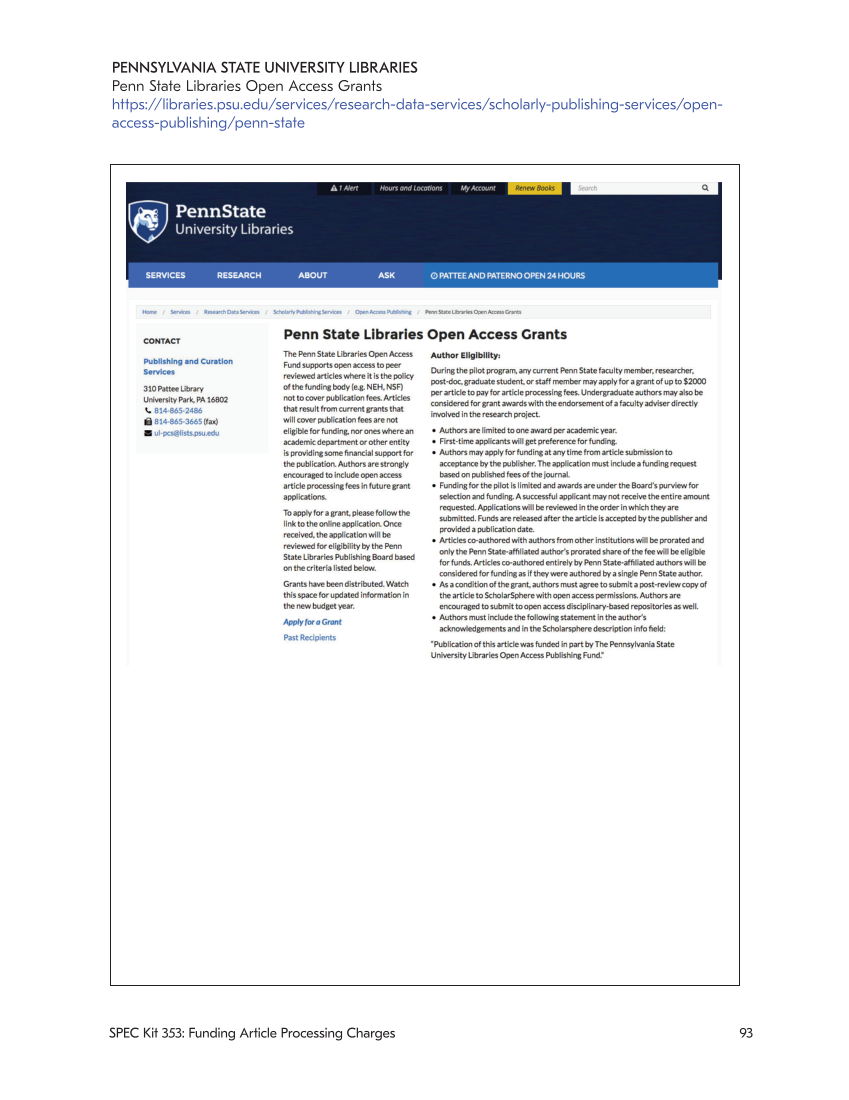 SPEC Kit 353: Funding Article Processing Charges (November 2016) page 93