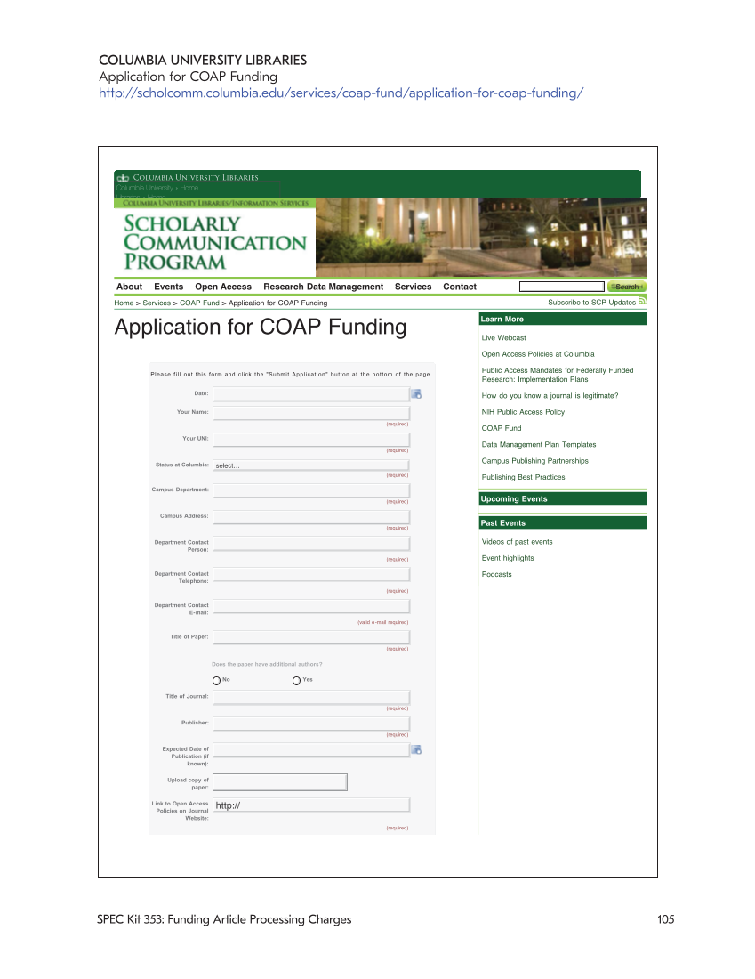 SPEC Kit 353: Funding Article Processing Charges (November 2016) page 105