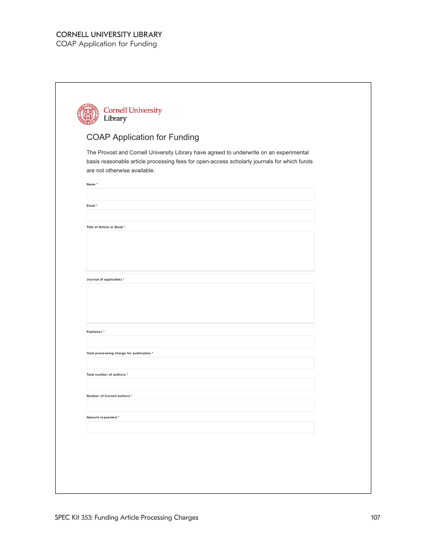 SPEC Kit 353: Funding Article Processing Charges (November 2016) page 107