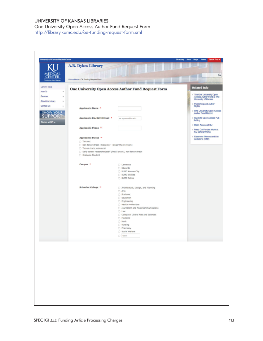 SPEC Kit 353: Funding Article Processing Charges (November 2016) page 113