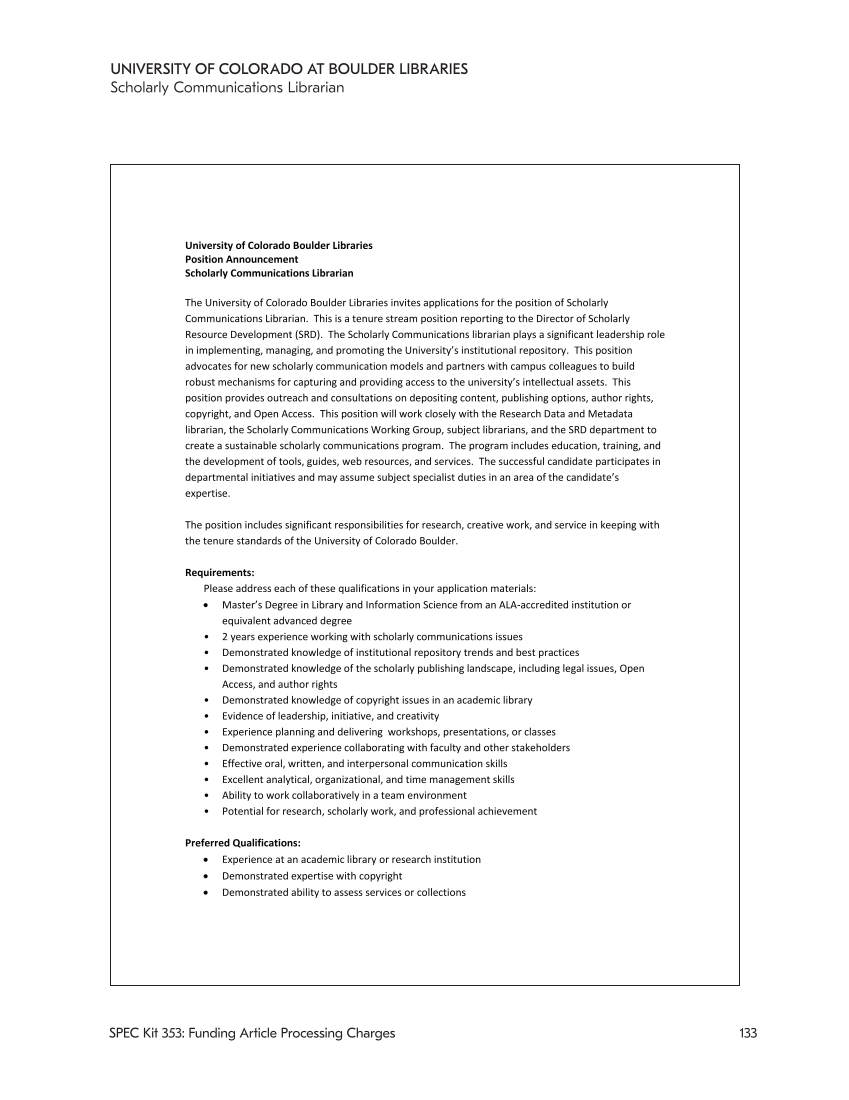 SPEC Kit 353: Funding Article Processing Charges (November 2016) page 133