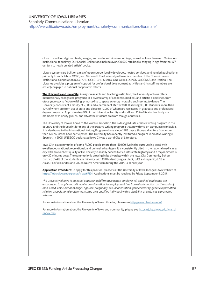 SPEC Kit 353: Funding Article Processing Charges (November 2016) page 137