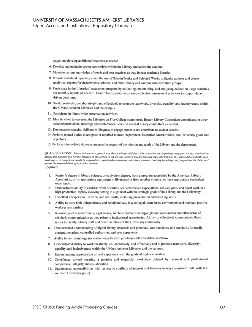 SPEC Kit 353: Funding Article Processing Charges (November 2016) page 139