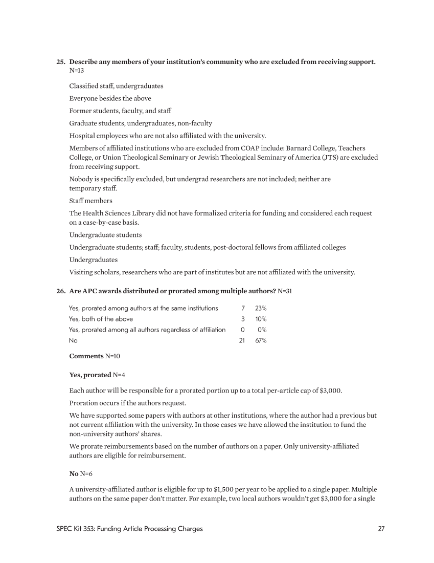 SPEC Kit 353: Funding Article Processing Charges (November 2016) page 27