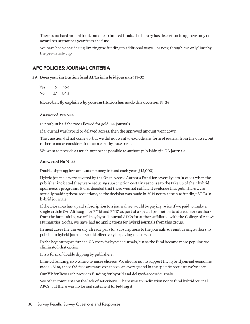 SPEC Kit 353: Funding Article Processing Charges (November 2016) page 30