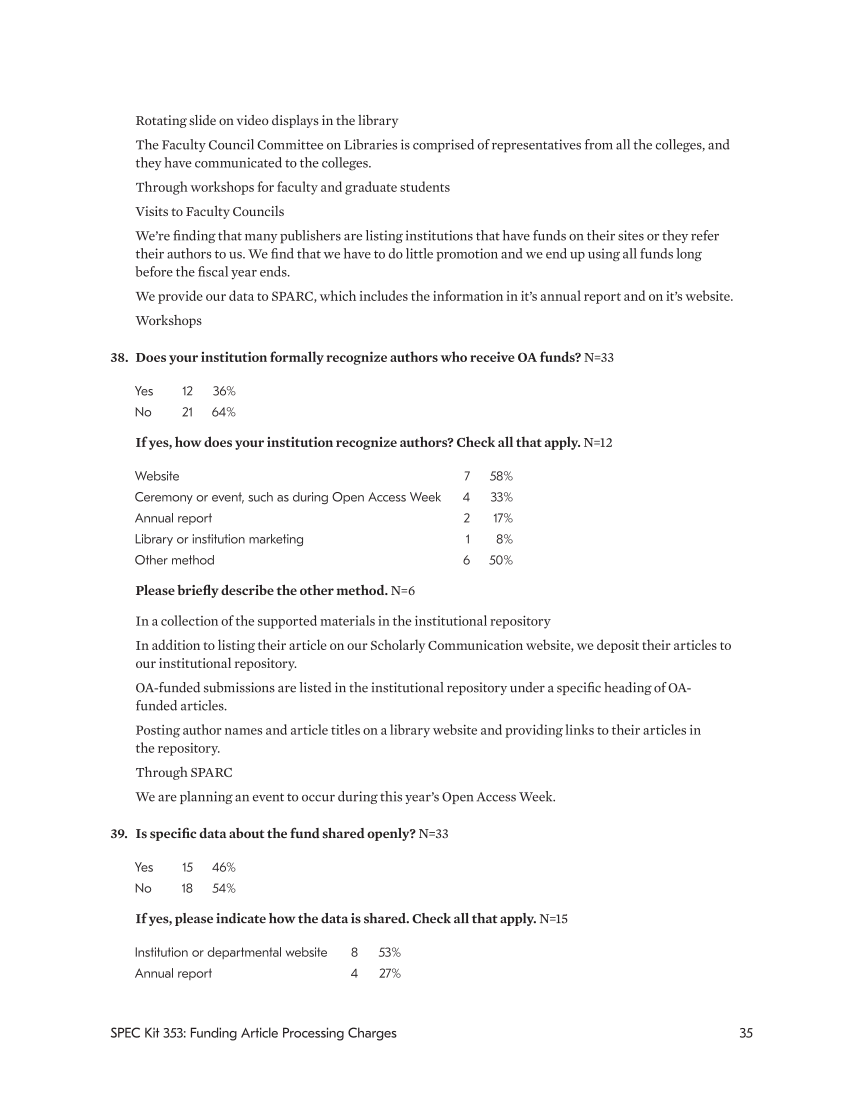 SPEC Kit 353: Funding Article Processing Charges (November 2016) page 35