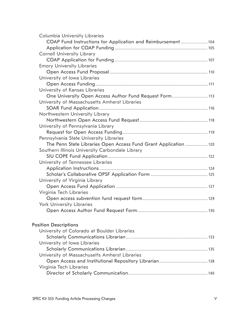 SPEC Kit 353: Funding Article Processing Charges (November 2016) page VI