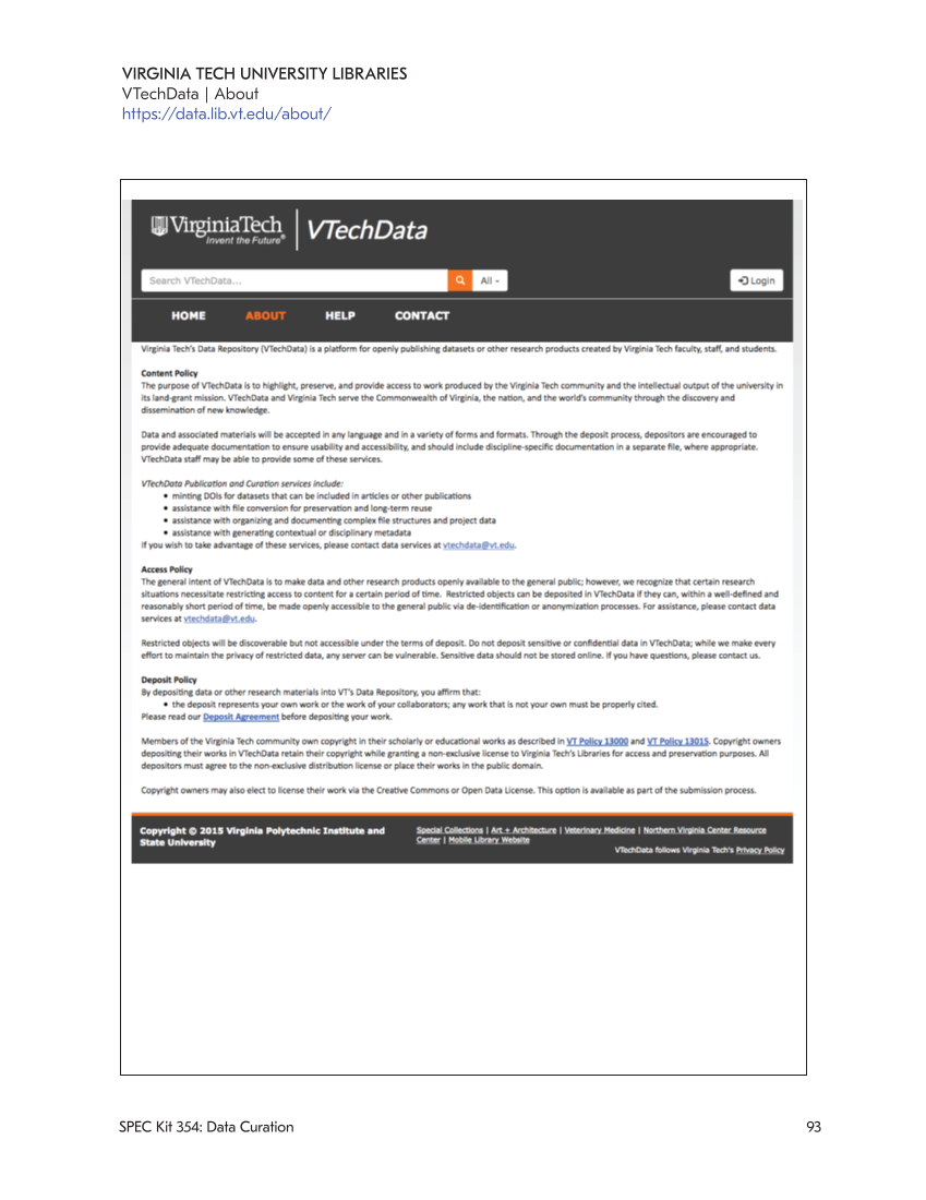 SPEC Kit 354: Data Curation (May 2017) page 93