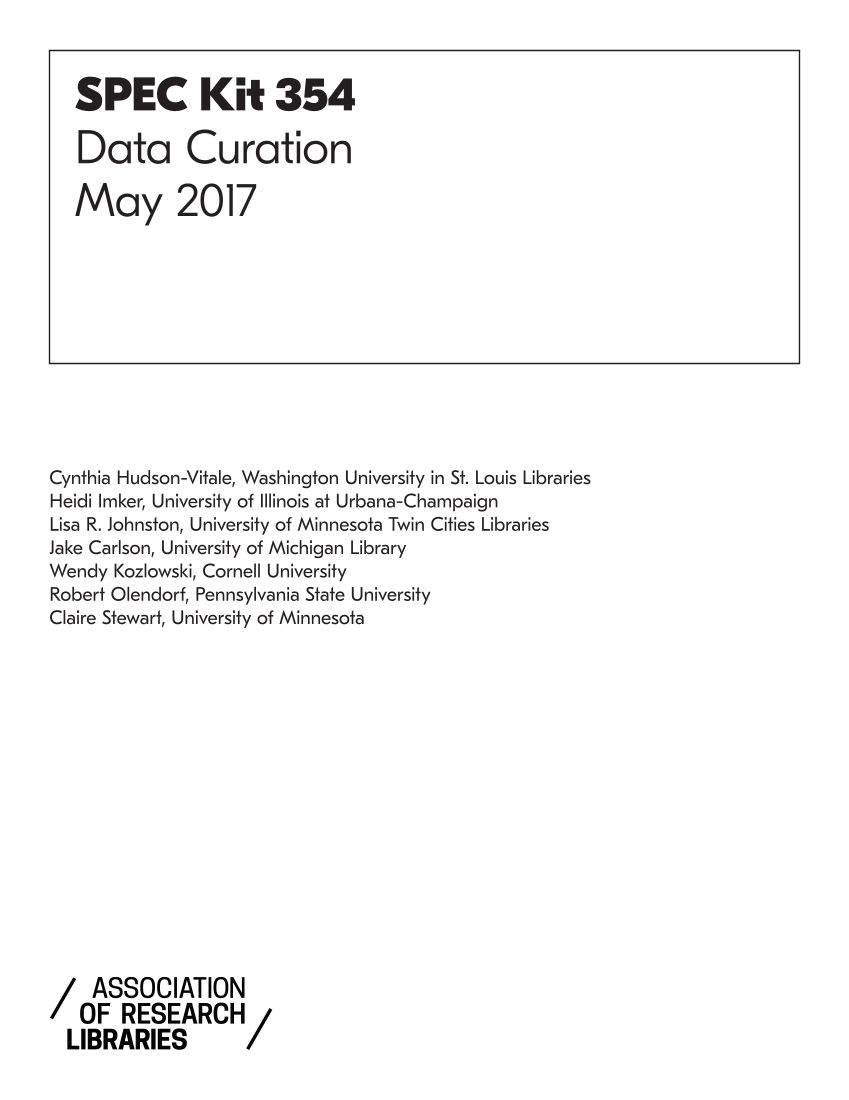 SPEC Kit 354: Data Curation (May 2017) page III