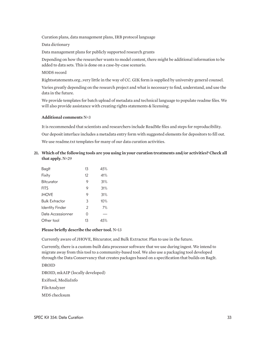 SPEC Kit 354: Data Curation (May 2017) page 33