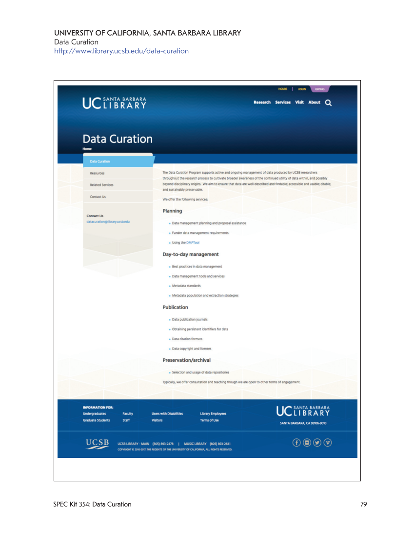 SPEC Kit 354: Data Curation (May 2017) page 79