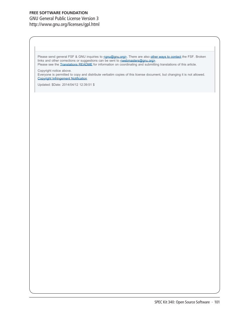SPEC Kit 340: Open Source Software (July 2014) page 101