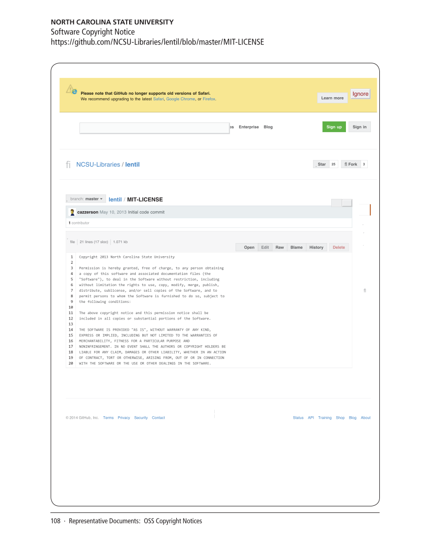 SPEC Kit 340: Open Source Software (July 2014) page 108