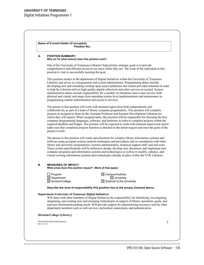 SPEC Kit 340: Open Source Software (July 2014) page 135