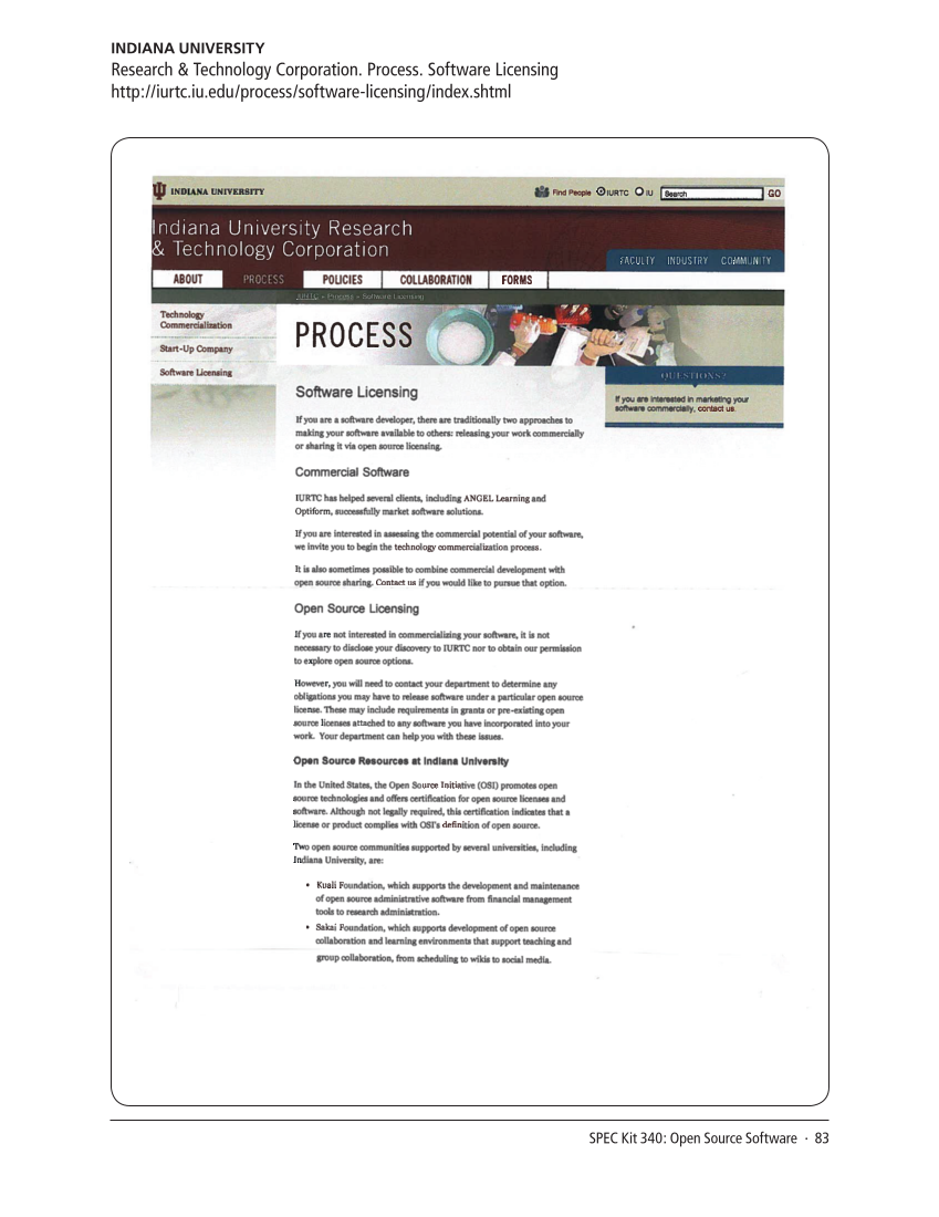 SPEC Kit 340: Open Source Software (July 2014) page 83