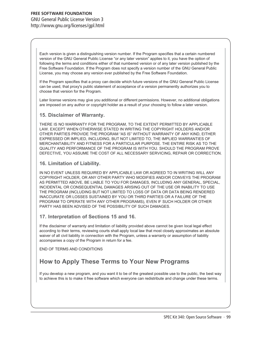 SPEC Kit 340: Open Source Software (July 2014) page 99