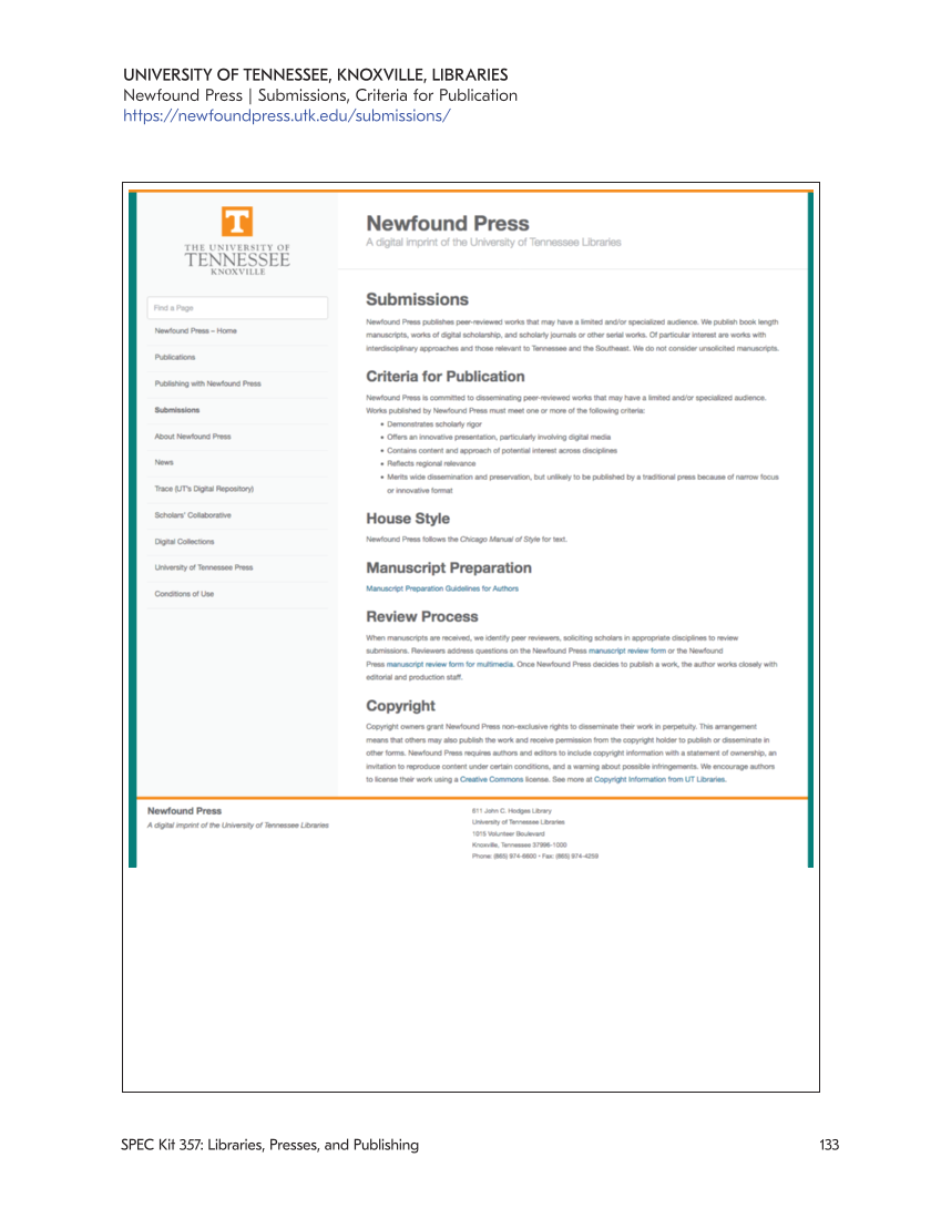 SPEC Kit 357: Libraries, Presses, and Publishing (November 2017) page 133