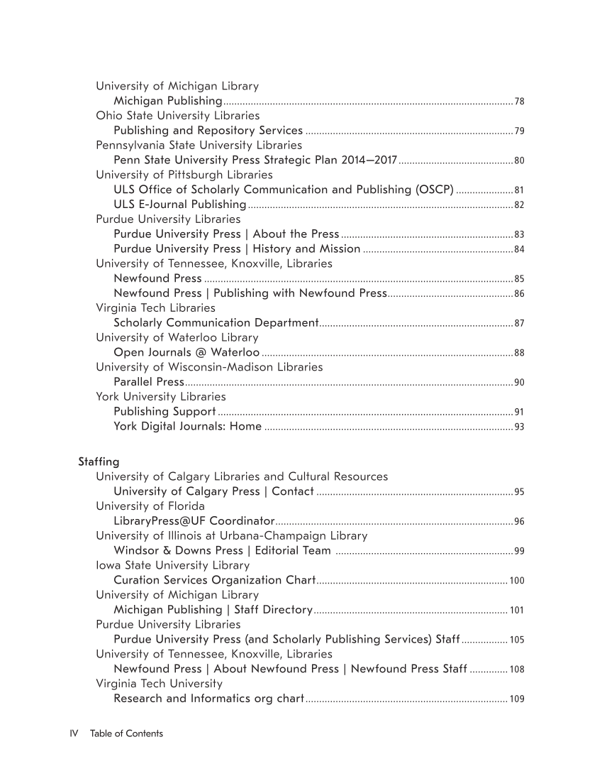 SPEC Kit 357: Libraries, Presses, and Publishing (November 2017) page V