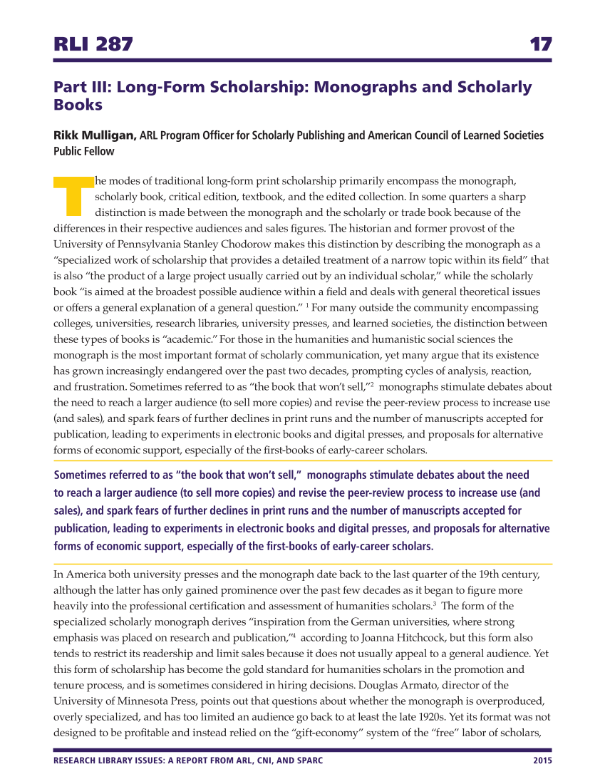 Research Library Issues, no. 287 (2015): Special Issue on Transformation of Scholarly Communications page 17