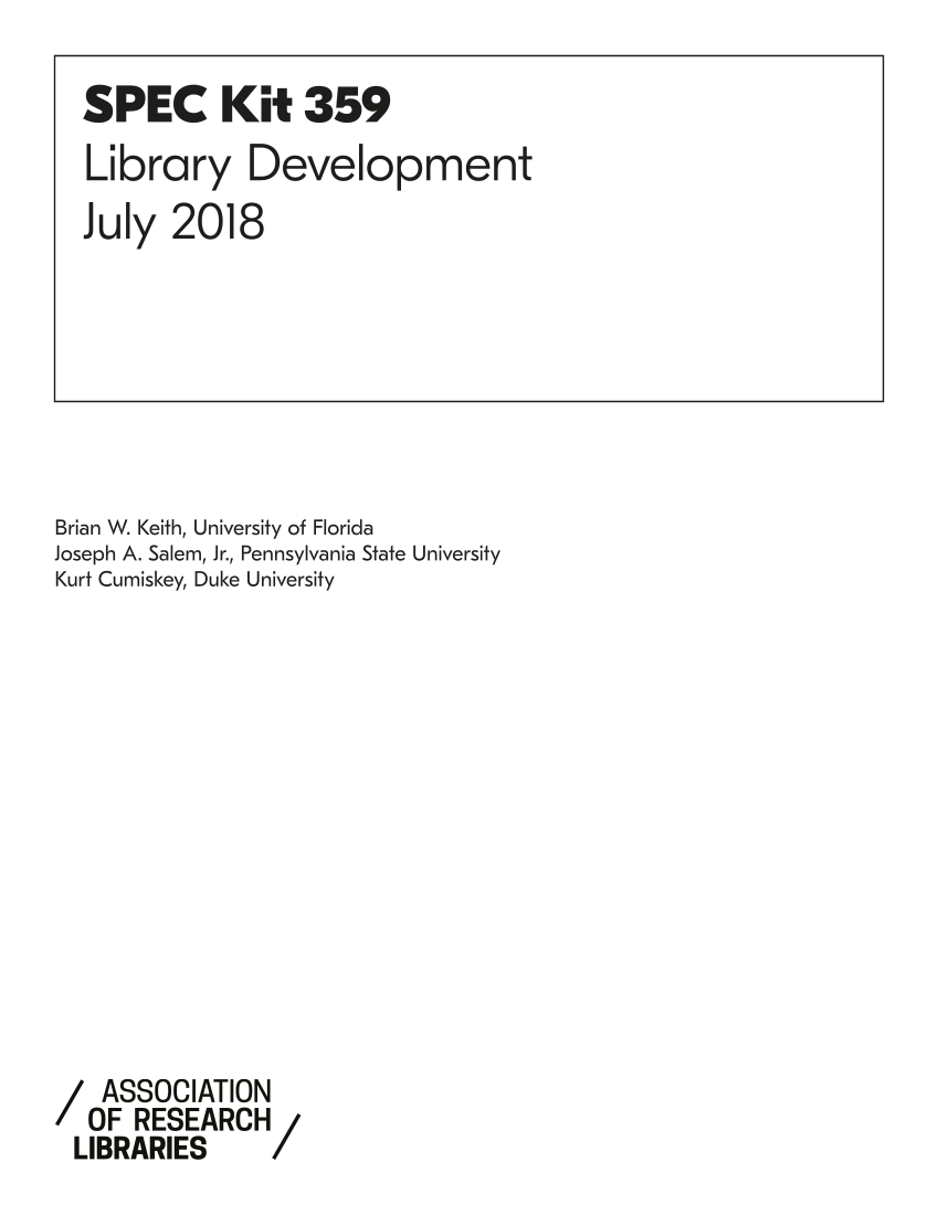 SPEC Kit 359: Library Development (July 2018) page II