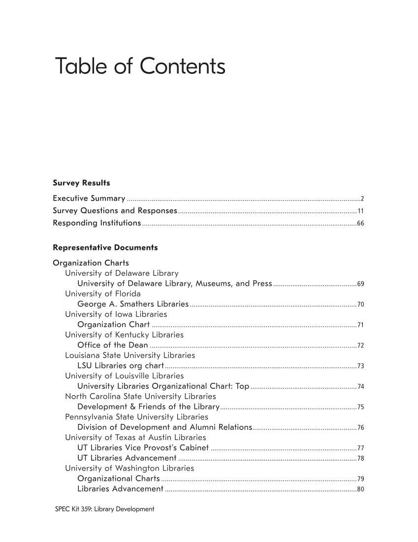 SPEC Kit 359: Library Development (July 2018) page IV