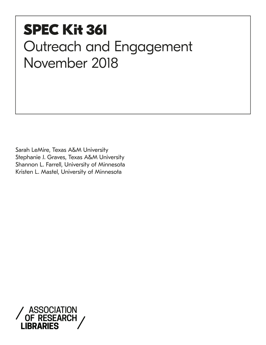 SPEC Kit 361: Outreach and Engagement (November 2018) page II