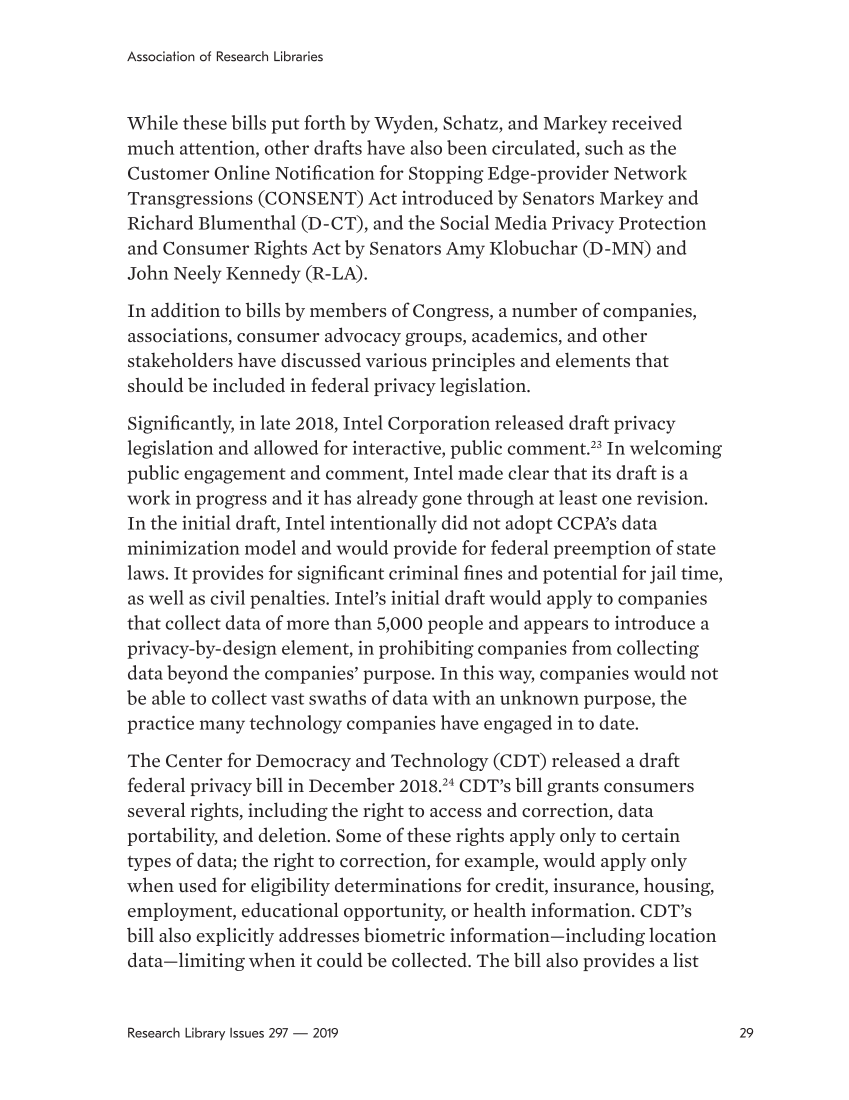 Research Library Issues, no. 297 (2019): The Current Privacy Landscape page 29