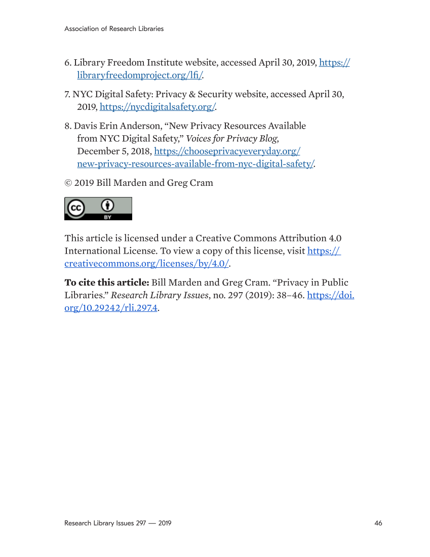 Research Library Issues, no. 297 (2019): The Current Privacy Landscape page 46