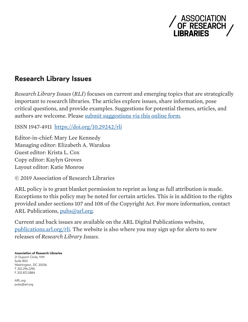 Research Library Issues, no. 297 (2019): The Current Privacy Landscape page 47
