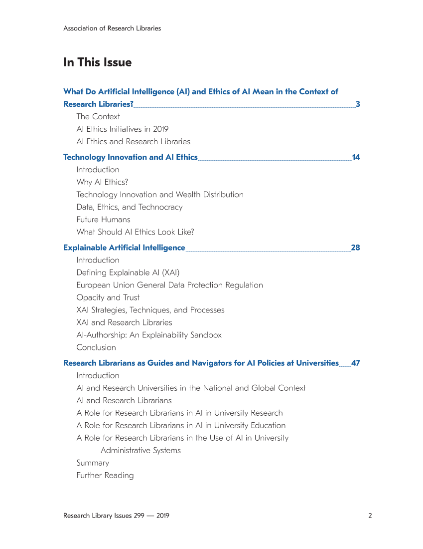 Research Library Issues, no. 299 (2019): Ethics of Artificial Intelligence page 2