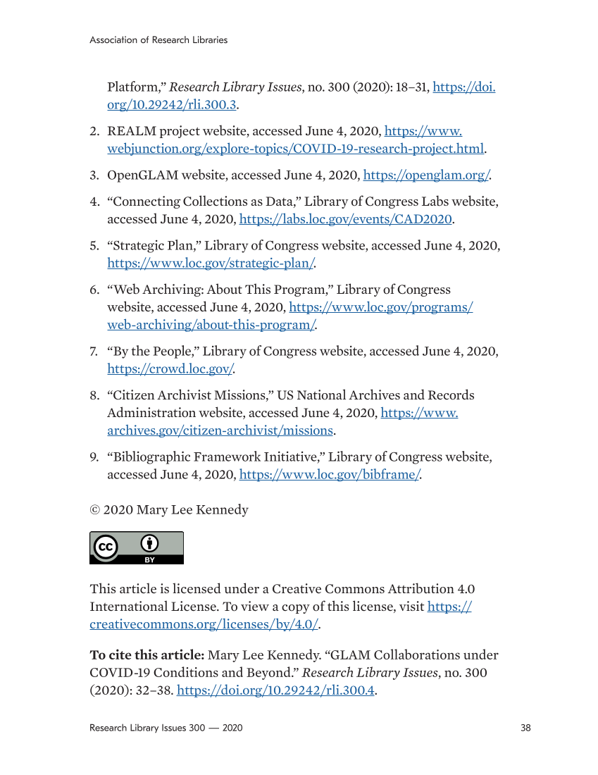Research Library Issues, no. 300: GLAM Collaboration Opportunities and Challenges page 38