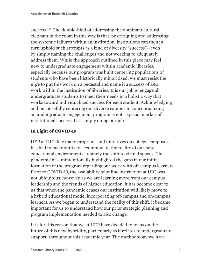 Research Library Issues, no. 301 (2020): Diversity, Equity, and Inclusion page 21