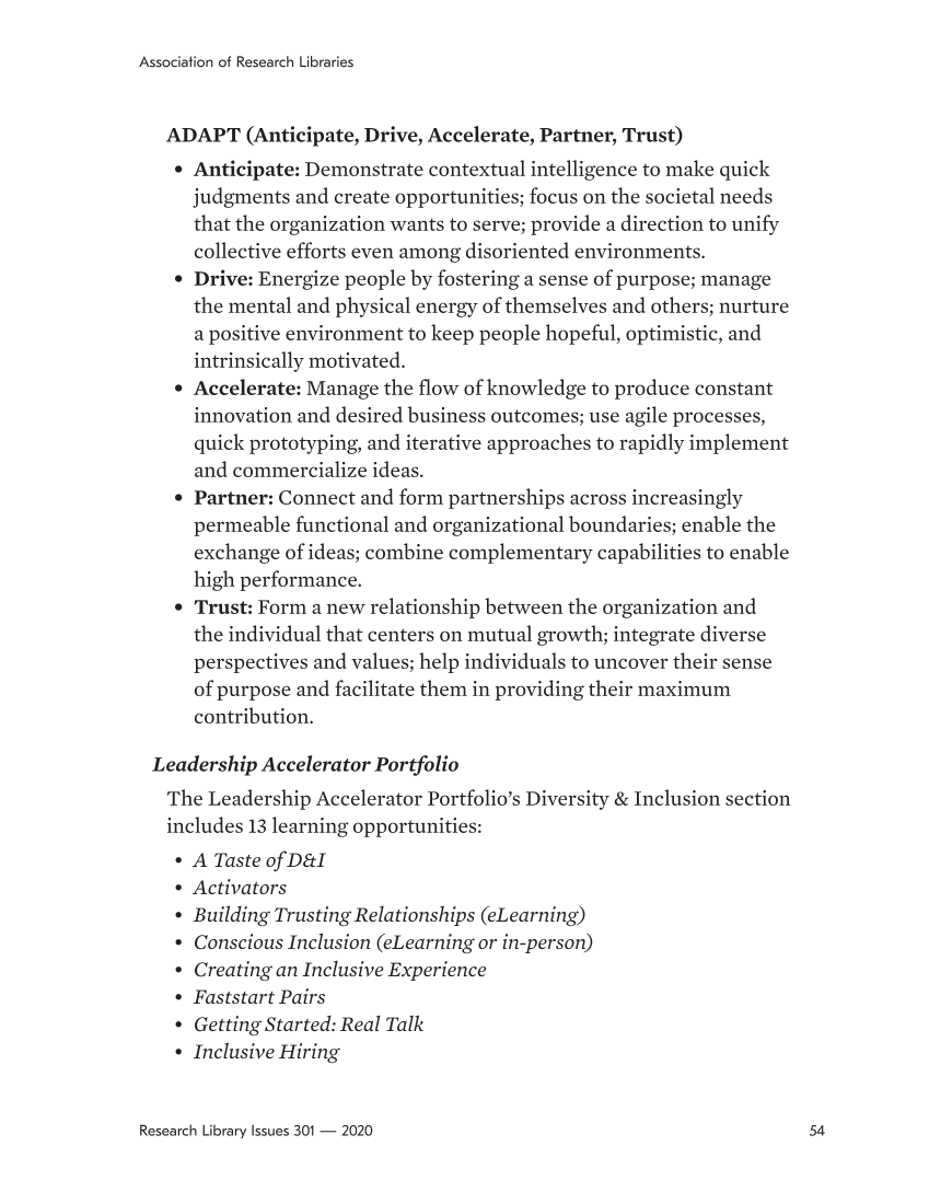 Research Library Issues, no. 301 (2020): Diversity, Equity, and Inclusion page 54