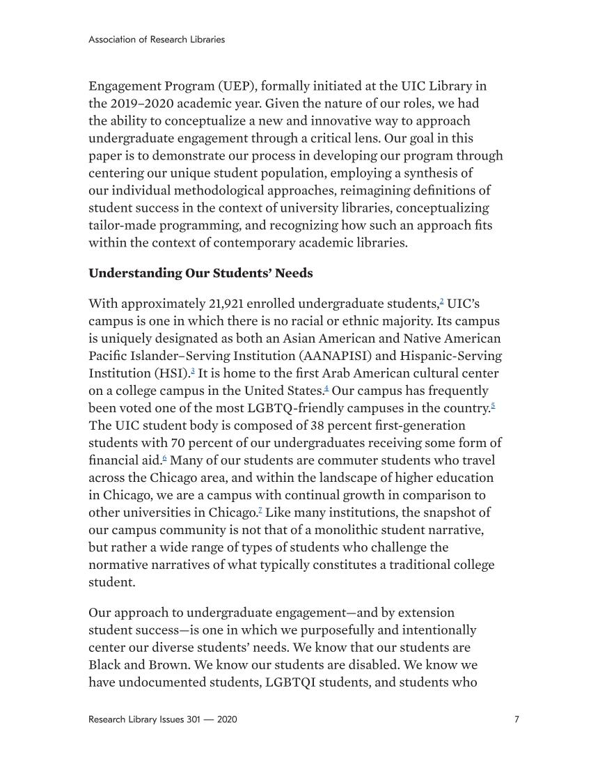 Research Library Issues, no. 301 (2020): Diversity, Equity, and Inclusion page 7