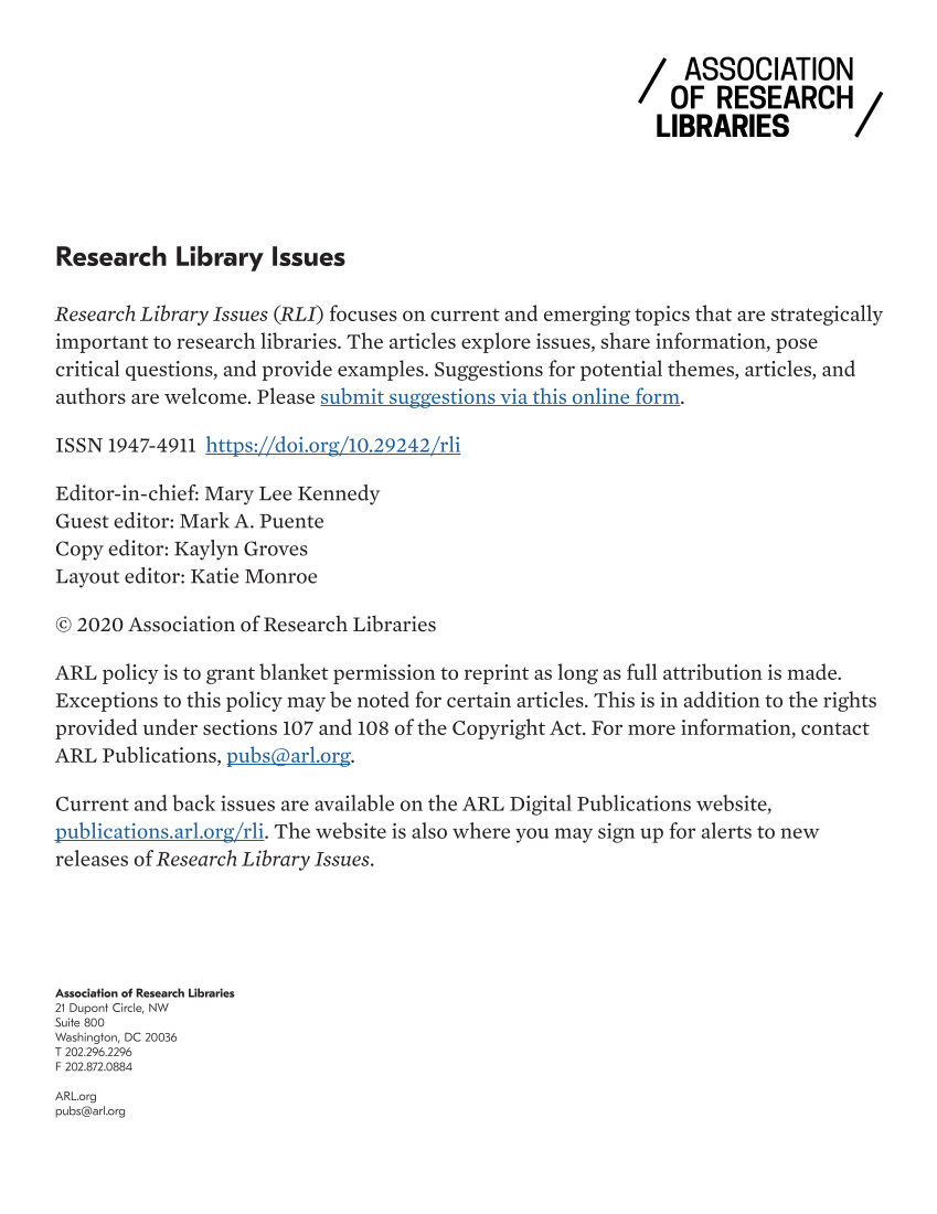 Research Library Issues, no. 301 (2020): Diversity, Equity, and Inclusion page 71