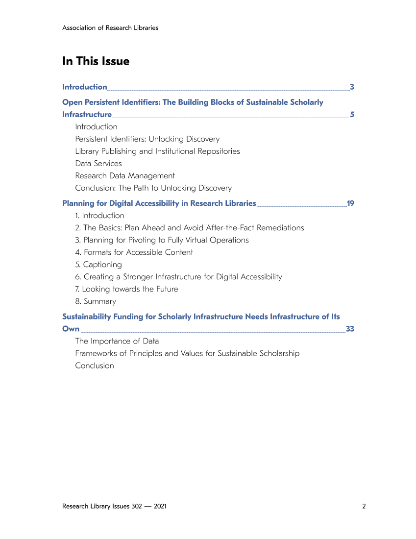 Research Library Issues, no. 302 (2021): Sustaining Open Content and Infrastructure page 2