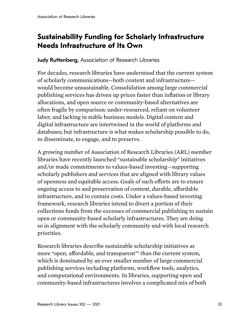 Research Library Issues, no. 302 (2021): Sustaining Open Content and Infrastructure page 33