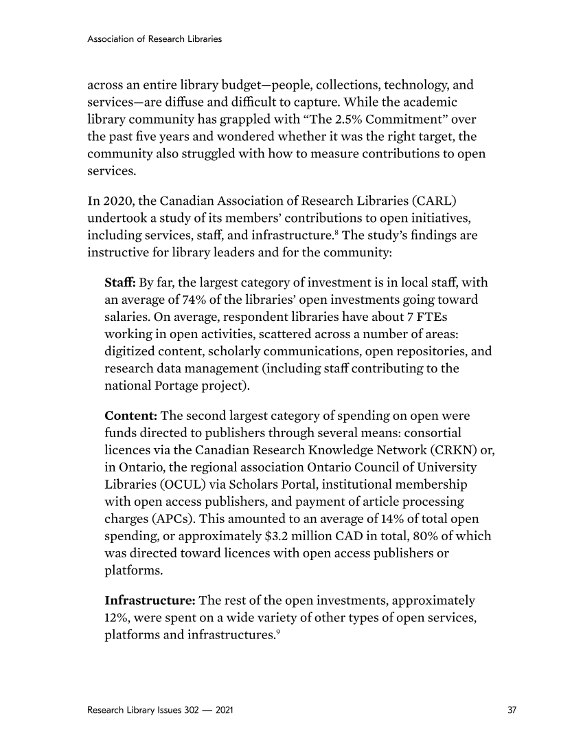 Research Library Issues, no. 302 (2021): Sustaining Open Content and Infrastructure page 37