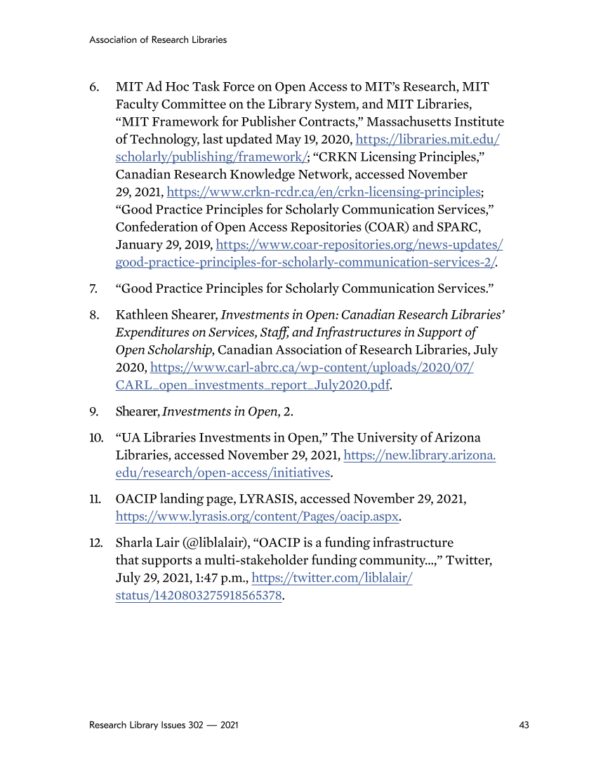 Research Library Issues, no. 302 (2021): Sustaining Open Content and Infrastructure page 43