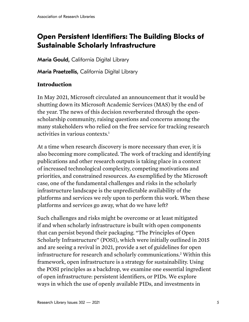 Research Library Issues, no. 302 (2021): Sustaining Open Content and Infrastructure page 5