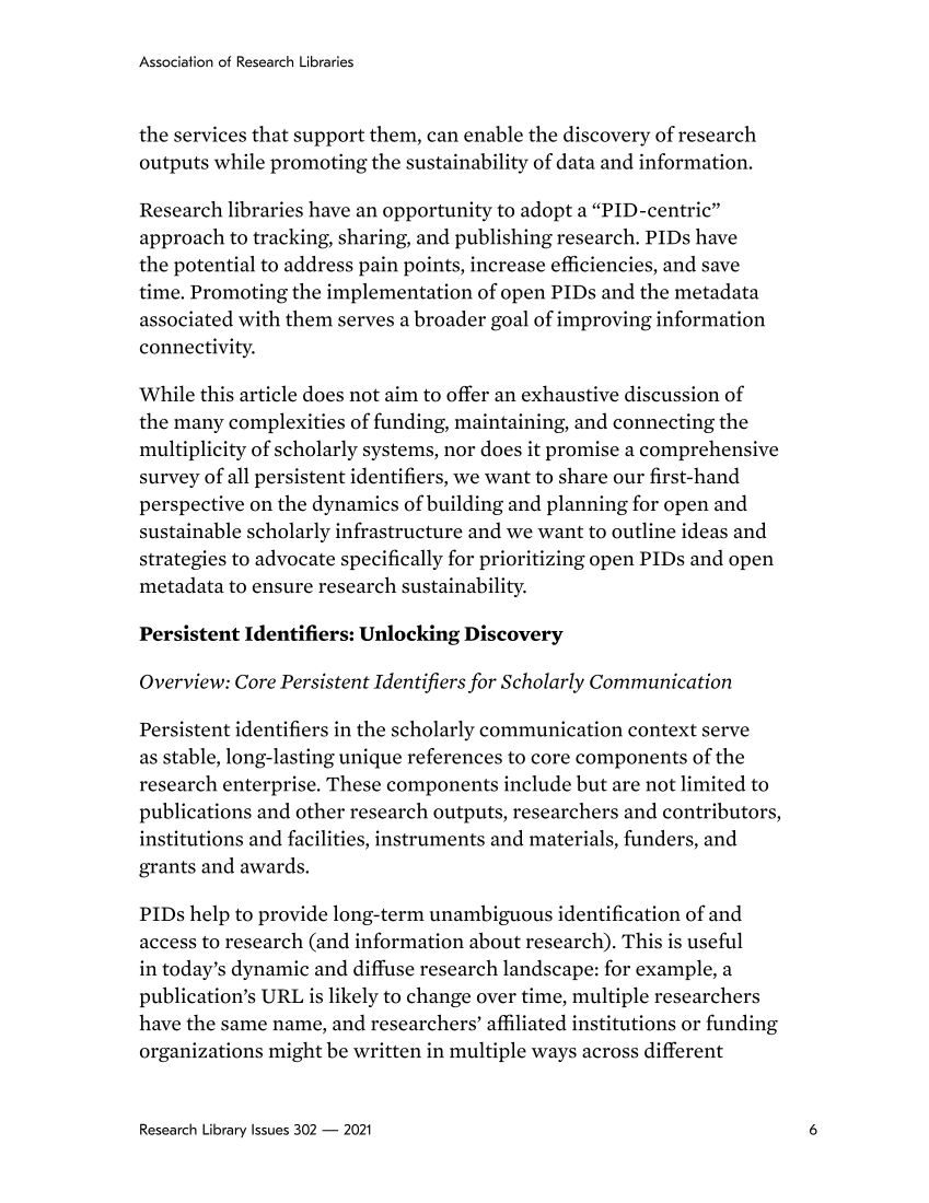 Research Library Issues, no. 302 (2021): Sustaining Open Content and Infrastructure page 6