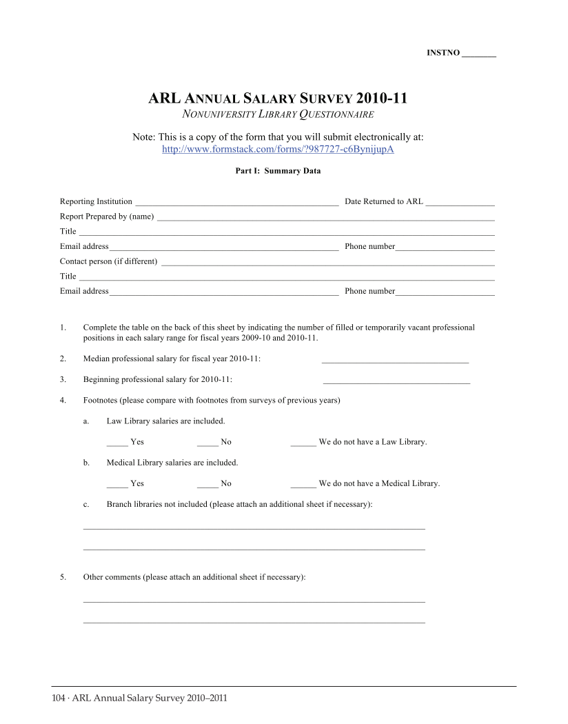 ARL Annual Salary Survey 2010-2011 page 104