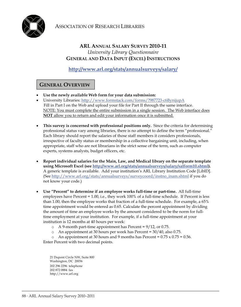 ARL Annual Salary Survey 2010-2011 page 88